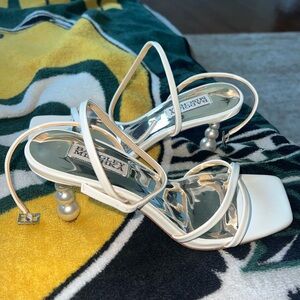 Badgley Mischka Pearl Heel White Sandals